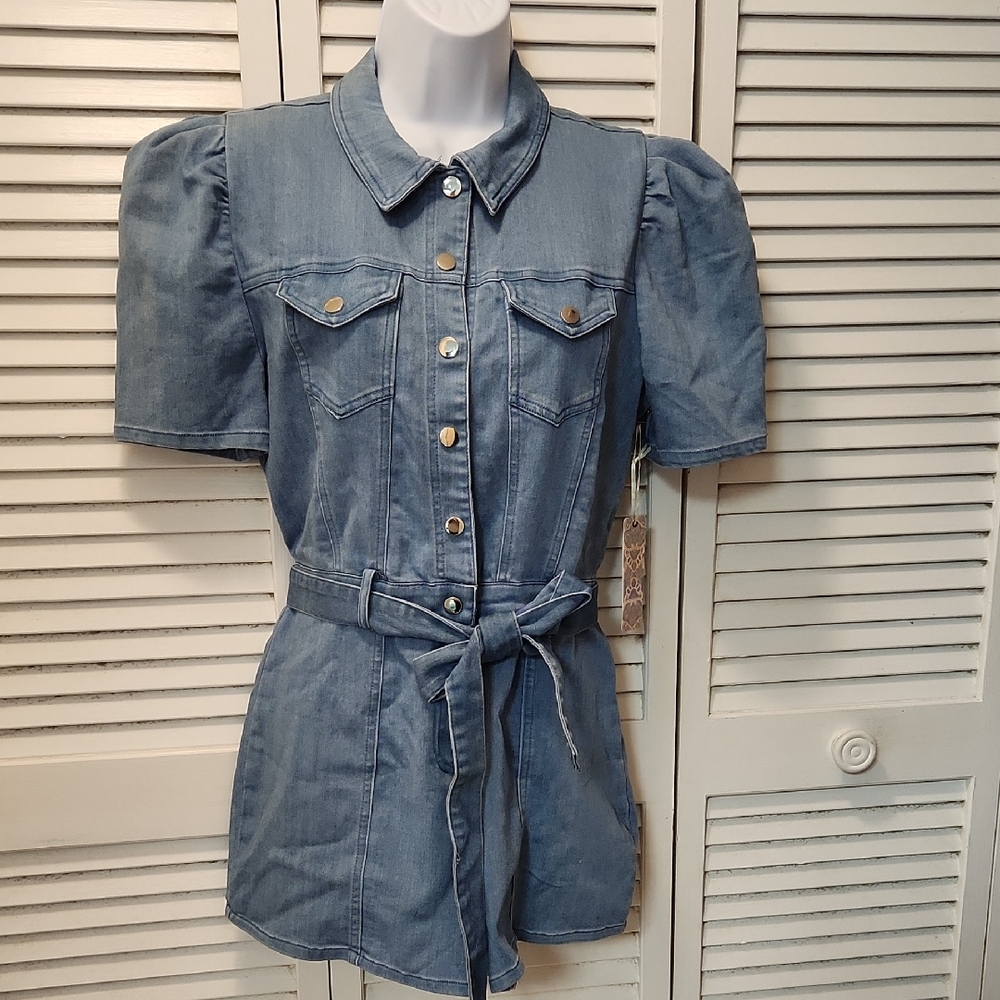 Iris Light Blue Denim Romper